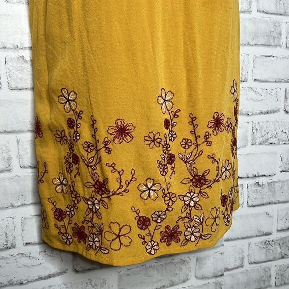 Blue Rain Anthropologie Golden Embroidered Dress Boho Hippie Size XXS - Picture 4 of 11